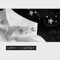 2016春季韩版女士加厚雪纺衫长袖打底衫纯色上衣镶钻娃娃领白衬衫