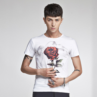 伦比斯男短袖t恤大码青少年韩版印花打底衫圆领紧身夏季男士体恤