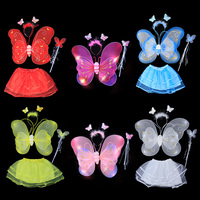 儿童演出服装表演装扮道具 双层天使蝴蝶翅膀三件套包邮魔法棒
