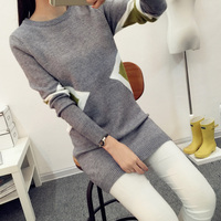 秋冬新款2016韩版长袖套头针织衫 修身加厚打底衫中长款毛衣女