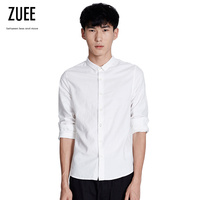 ZUEE修身长袖衬衫男日系休闲简约男士白衬衫原创设计男装Z133E307