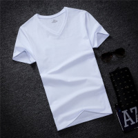 2016夏装莱卡短袖t恤男生v领体恤青年学生白色潮韩版修身半袖小衫