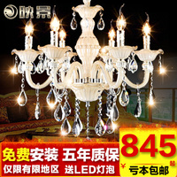 简约欧式水晶吊灯 白色蜡烛灯奢华水晶灯客厅卧室餐厅吊灯具灯饰
