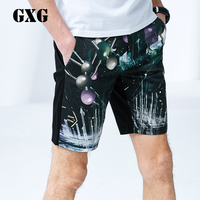 GXG男装夏季新品五分裤 男士时尚潮男黑色时尚印花短裤#52222168
