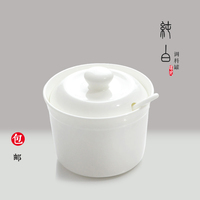 瑞玖 热卖纯白骨瓷圆调料罐骨质瓷陶瓷调味瓶调料瓶送调料勺