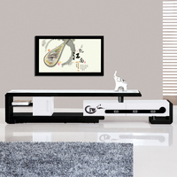 派林隆 电视柜 地柜电视机柜中式客厅家具可伸缩 黑白色钢化玻璃
