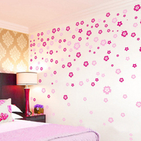 124朵小碎花 7只蝴蝶 客厅卧室墙纸装饰 浪漫满屋墙贴