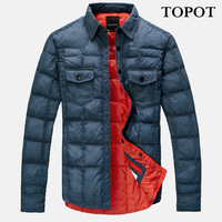 TOPOT2016冬季 男士羽绒服衬衣修身韩版时尚羽绒服轻薄羽绒衬衫