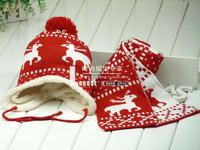 很值!韩国秋冬天宝宝帽子围巾两件套 可爱小鹿珊瑚绒儿童保暖套装