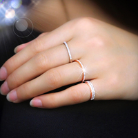 爱洛奇 925银戒指女士单排钻戒指环想你尾戒女小指银饰关节戒J025