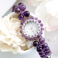卡当手链手表女 学生韩版时尚刻字生日礼物送女友 潮流紫水晶腕表