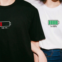2016新款夏季个性情侣装电池男士学生宽松大码短袖班服T恤女韩版