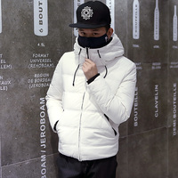 冬季男装短款加厚连帽立领羽绒服男青年韩版修身 白色男士外套潮