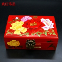 姚红饰品结婚礼物实用首饰盒收纳盒带锁木质首饰盒复古漆器手饰盒