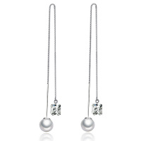 欧维希 925银锆石个性珍珠耳环长款耳线明星同款气质女式流苏耳坠