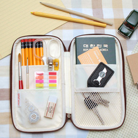 笔袋韩国简约女生文具男学生多功能多层帆布包邮文具盒大容量笔袋
