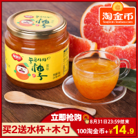 [买2瓶送杯勺]福事多蜂蜜柚子茶500g 韩国风味水果茶蜜炼酱冲饮品
