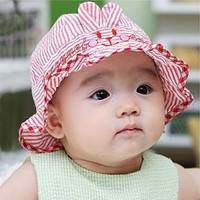 熊朵婴儿帽子0-3-6月夏遮阳帽男女童韩国儿童太阳帽纯棉宝宝盆帽