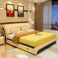 皮床储物1.8米气动高箱小户型品牌齐边床带抽屉皮艺床双人床1.5m