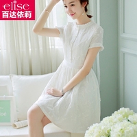 连衣裙女短袖2016夏季新款女装韩版修身显瘦白色裙子中长款公主裙