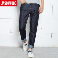 Jasonwood/坚持我的 冬季热销深蓝合体直筒牛仔 休闲百搭牛仔裤