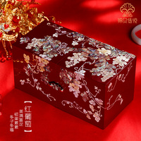 【锦贝传说】韩国首饰盒 螺钿漆器红色实木质珠宝结婚生日礼物