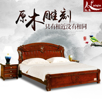 实木床 中式 简约现代床 双人床 橡木床 1.8米 欧式风格 K832-2