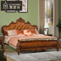 丽蒙保美式家具 古典全实木床1.8米欧式双人床简约现代卧室婚床B1