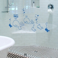 卫生间浴室防水贴纸可移除卡通墙贴儿童房间卧室贴画 微笑小鲸鱼