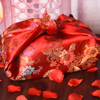 思泽 婚庆用品结婚喜盆包裹红布龙凤大号刺绣包袱皮结婚新娘嫁妆