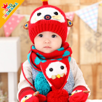 宝宝毛线帽潮男童女童6-12个月2-3-4岁冬婴儿童帽子围巾套装