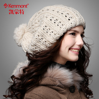 kenmont堆堆帽冬季帽子女秋冬针织帽粗毛线帽球球韩版潮贝雷帽女