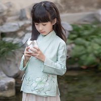 南曲霓裳原创设计手绘衬衫810009中国风茶服童装复古汉服元素琴服