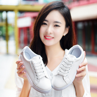 2016韩版夏小白鞋平底运动圆头系带乐福鞋白色休闲女学生跑步单鞋