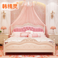 田园公主床女孩欧式床卧室家具实木床韩式双人床1.8米储物床婚床