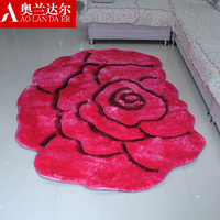 奥兰达尔 时尚超柔300D细丝 3D立体大玫瑰花地毯 客厅卧室大地毯