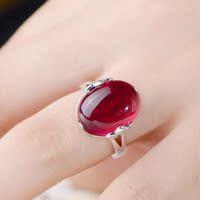 非常泰925银戒指女食指时尚合成红宝石活口指环日韩版复古欧美