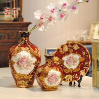 黛菲送花大号欧式花瓶三件套家居装饰品结婚庆送礼物婚房陶瓷摆件