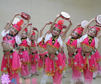 十一儿童表演服新疆舞女童舞蹈服舞起幸福鼓演出服少数民族舞蹈服