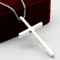 龙骑士 基督教钛钢十字架项链情侣 男士女士毛衣链耶稣首饰品