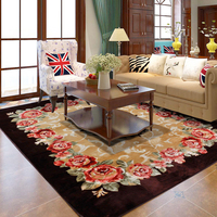 地毯客厅 卧室茶几沙发奢华长方形玫瑰花婚庆床边加厚 欧式地毯
