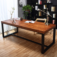欧美式铁艺复古书桌餐桌防锈做旧办公桌实木写字台会议桌电脑桌