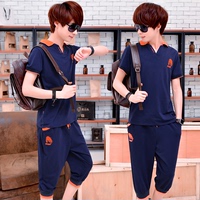 青少年夏季短袖潮流韩版中学生休闲夏装男士polo衫男装运动套装