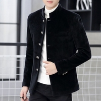 2018冬季男士西服韩版修身青年中山装多扣小西装潮流加厚外套上衣