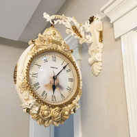 石英钟客厅双面挂钟欧式大气静音钟表创意家用墙挂表时尚个性时钟