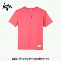 Hype夏季新款粉红色短袖T恤青年圆领半袖修身棉玫瑰花刺绣体恤女