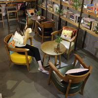 休闲咖啡厅桌椅组合卡座奶茶店甜品店餐饮家具实木接待洽谈沙发椅