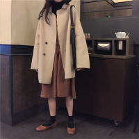 2018秋冬女装韩版宽松中长款BF风毛呢外套薄款呢子大衣气质风衣