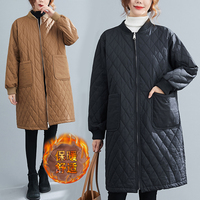 棉衣女中长款2023年秋冬季新款韩版修身夹棉衬衫加厚棉服显瘦外套