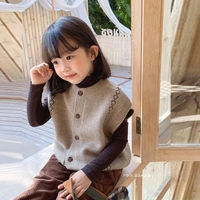 女童针织马甲春秋外穿2022新款韩版洋气童装儿童秋装毛衣背心上衣